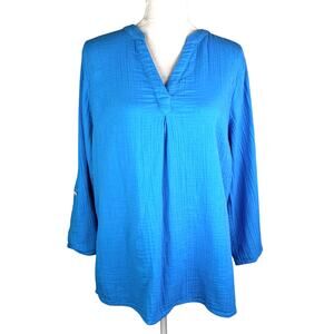 Soft Surroundings Marley Gauze Tunic Medium French Blue